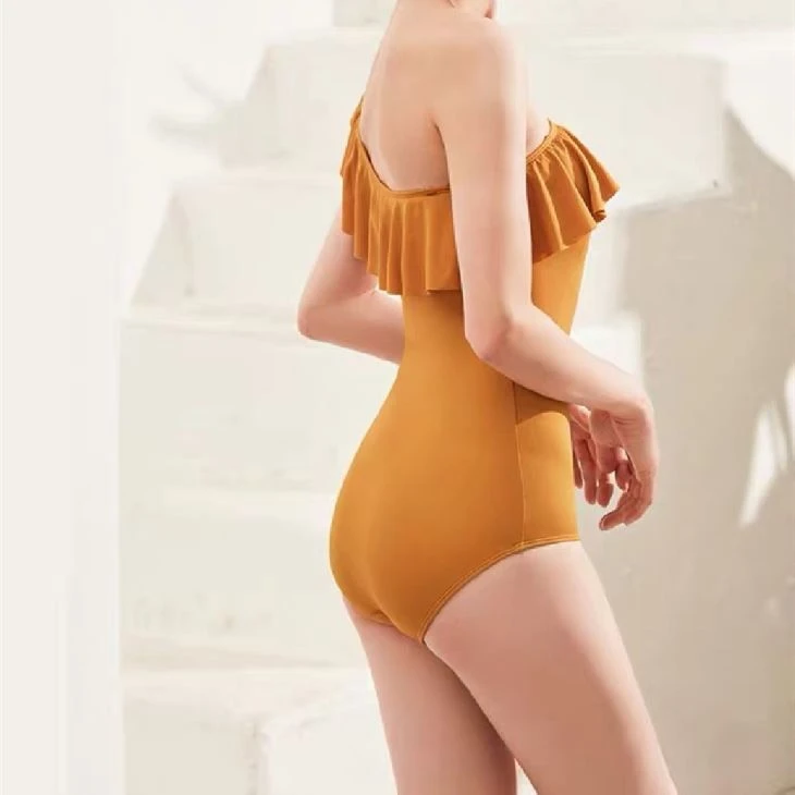 Trendy Women Ruffled One Shoulder Bathingsuit